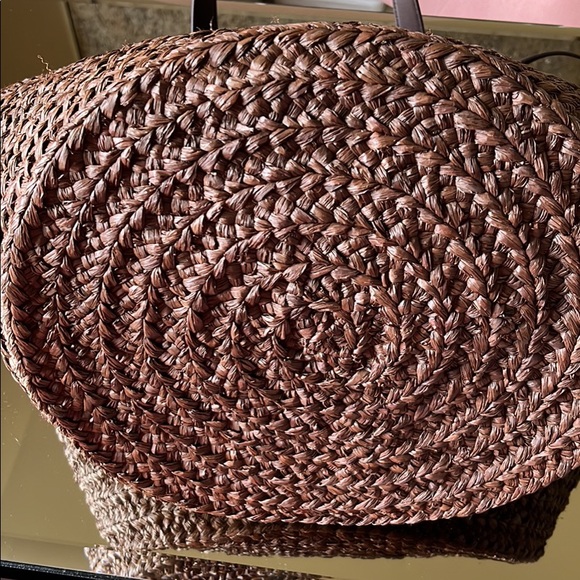 Saint Laurent Logo Raffia Tote chocolate and leather. - Picture 4 of 7